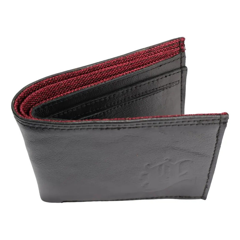 Cartera Ollin Blood De Piel Vacuna Para Hombre Genuina Slim Negro Liso