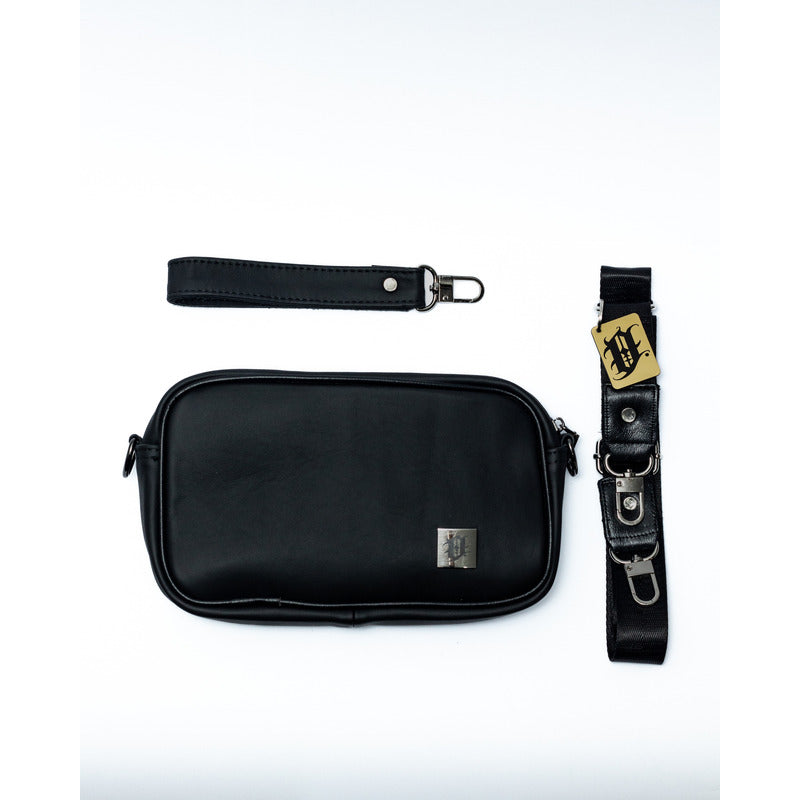 Bandolera Ollin En Piel Vacuno Unisex Crossbody Bag Negro