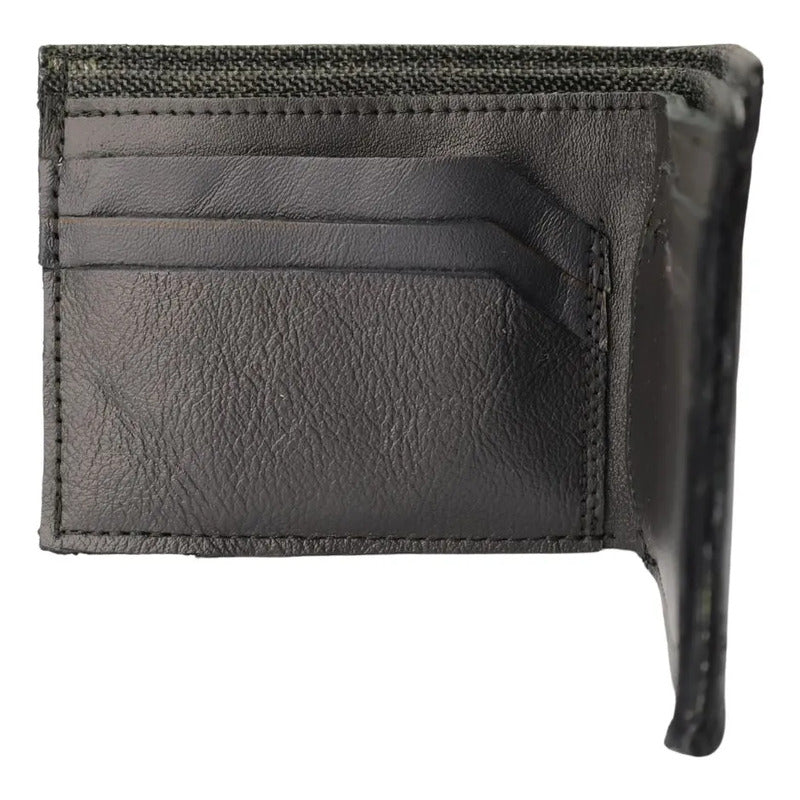 Cartera Ollin Negra Piel Vacuna Para Hombre Slim Genuina Negro Liso