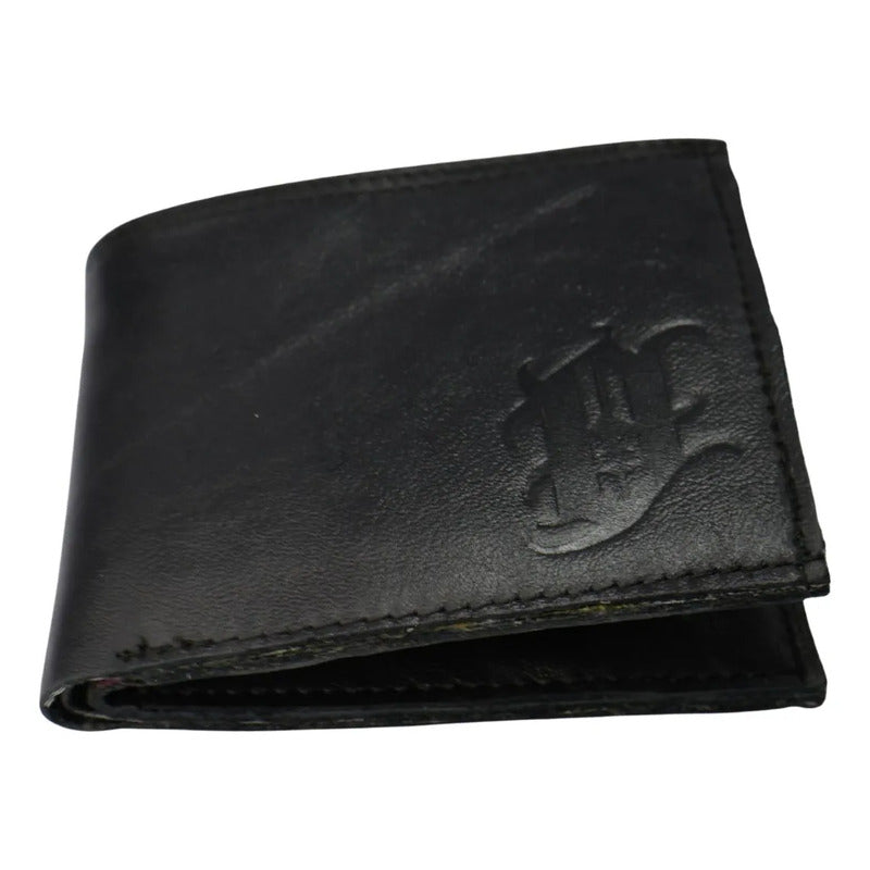 Cartera Ollin Blood De Piel Vacuna Para Hombre Genuina Slim Negro Liso