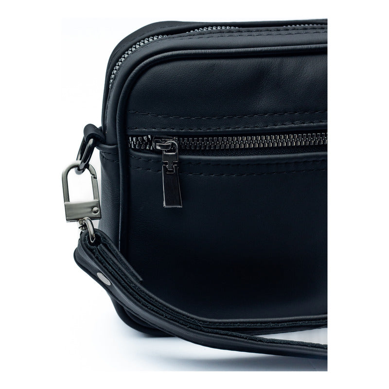 Bandolera Ollin En Piel Vacuno Unisex Crossbody Bag Negro
