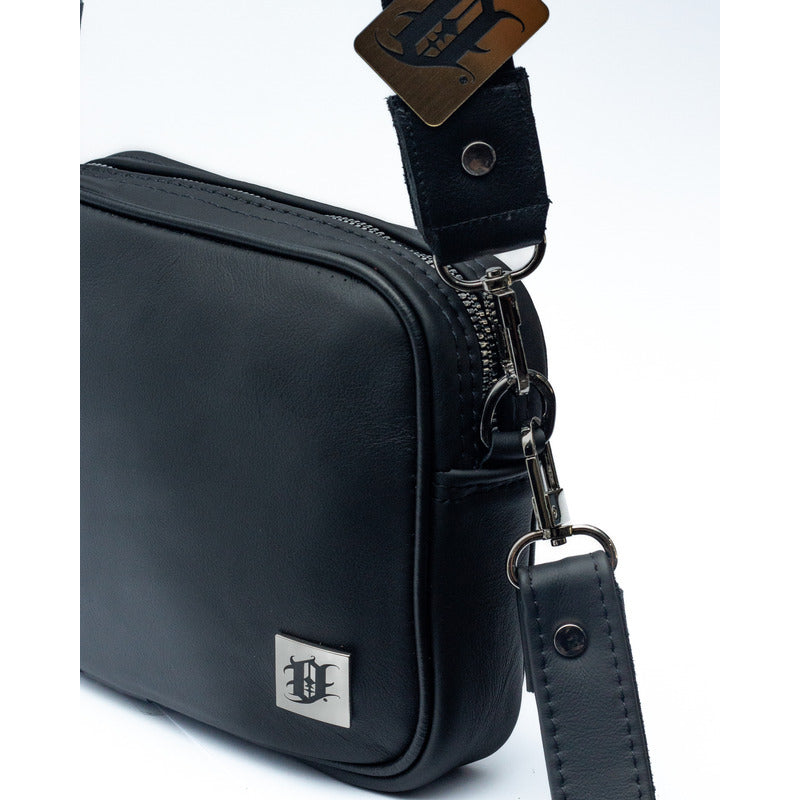 Bandolera Ollin En Piel Vacuno Unisex Crossbody Bag Negro