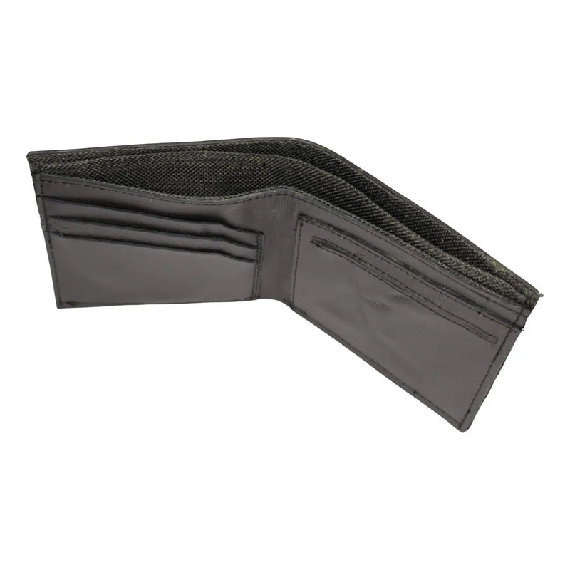 Cartera Ollin Negra Piel Vacuna Para Hombre Slim Genuina Negro Liso