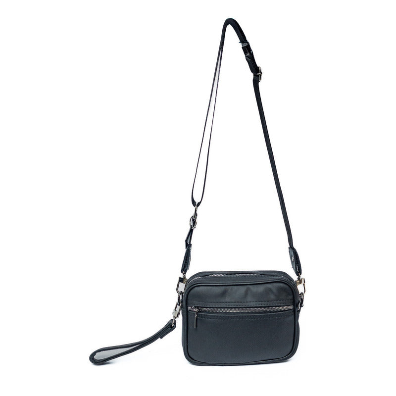 Bandolera Lite Ollin En Piel Vacuno Unisex Crossbody Lite Negro Lisa