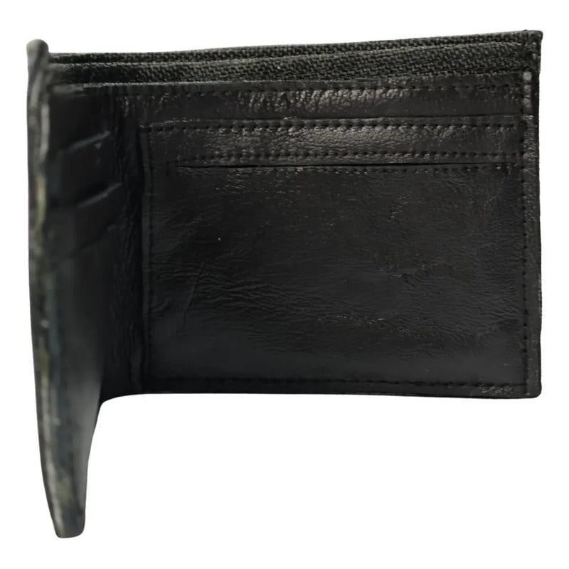 Cartera Ollin Negra Piel Vacuna Para Hombre Slim Genuina Negro Liso
