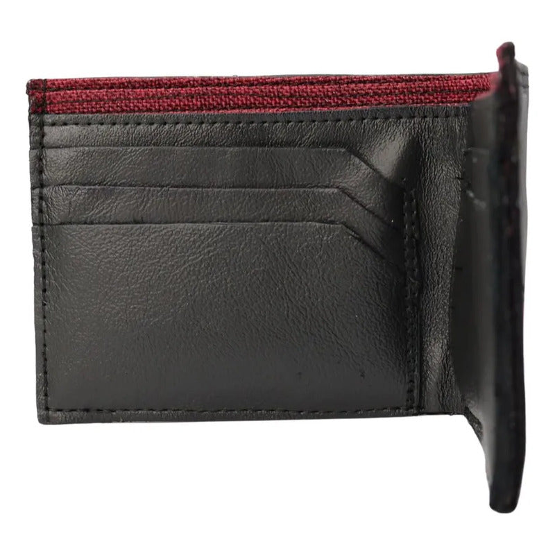 Cartera Ollin Blood De Piel Vacuna Para Hombre Genuina Slim Negro Liso