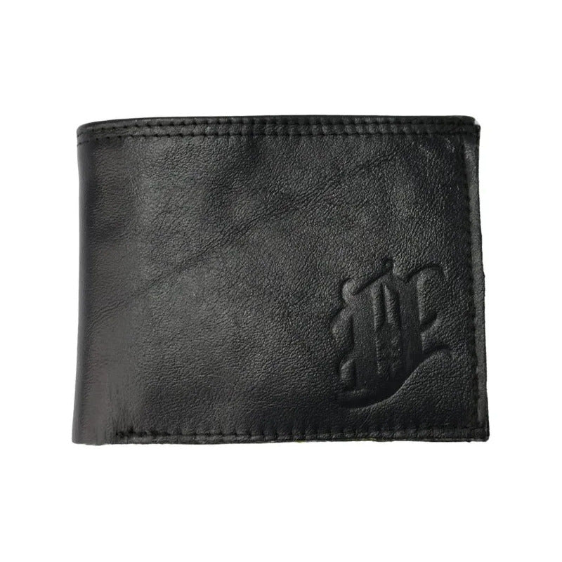 Cartera Ollin Negra Piel Vacuna Para Hombre Slim Genuina Negro Liso
