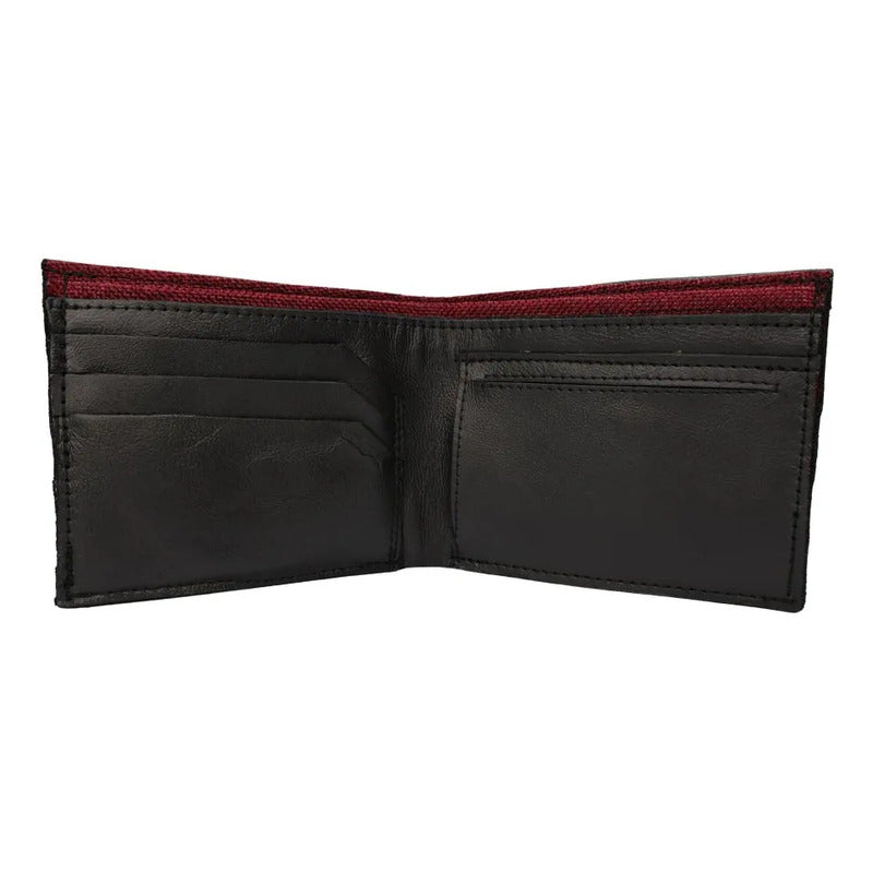 Cartera Ollin Blood De Piel Vacuna Para Hombre Genuina Slim Negro Liso